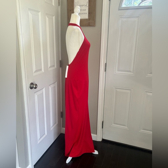 Susana Monaco Halter Low Back Slit Dress with Attached Bodysuit Lining - Picture 8 of 12